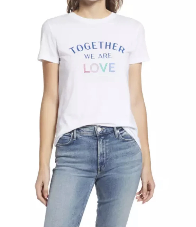 Halogen XXL Together We Are Love Graphic T-Shirt White Valentines Pride