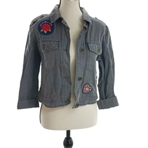 Giacca Mossimo Utility donna taglia S grigia bottoni davanti ricamata patchwork - Foto 1 di 7