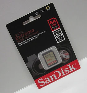 Sandisk 64GB FS extreme U3 EOS 4K HD SD card for Canon 80D 77D 70D 60D 6D - Picture 1 of 1