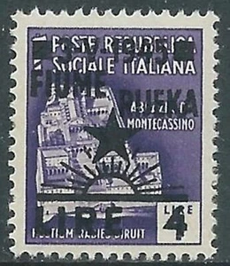 1945 OCCUPAZIONE JUGOSLAVA FIUME 4 LIRE SU 1 LIRA MNH ** - UR45-8 - Picture 1 of 1