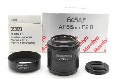 [C Normal] Mamiya 645 AF 55mm f/2.8 Lens for 645AF w/Box, Hood From JAPAN 9686 - Image 1 of 4