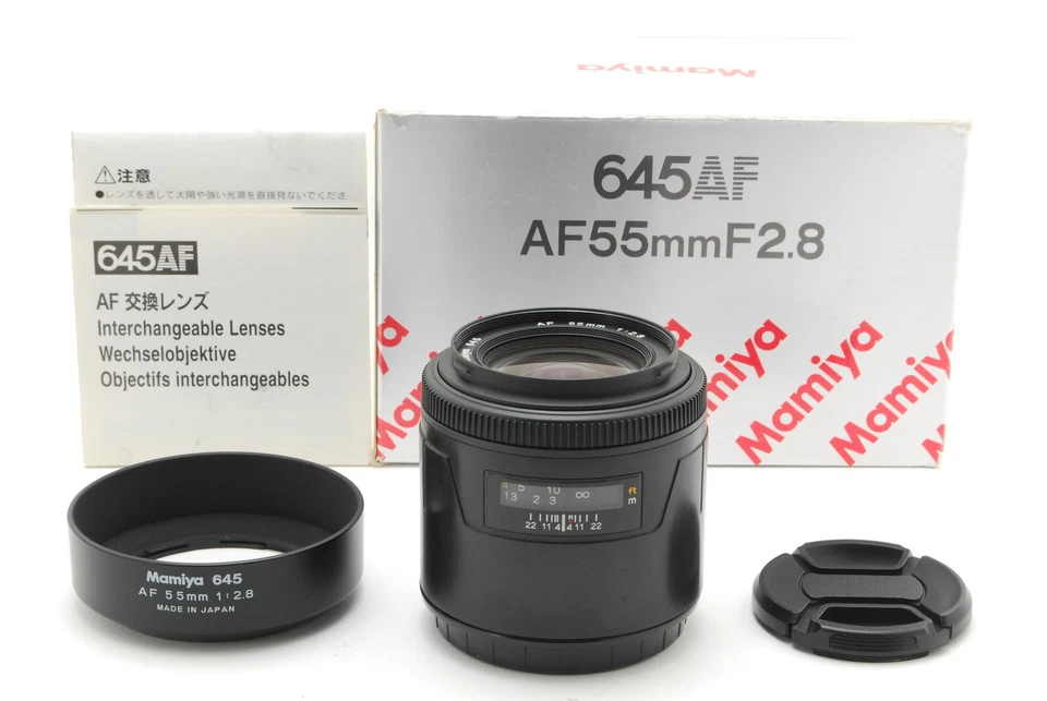 [C Normal] Mamiya 645 AF 55mm f/2.8 Lens for 645AF w/Box, Hood From JAPAN 9686 - Image 1 of 4