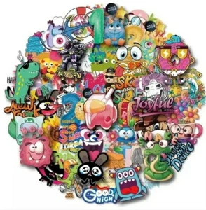 50 piezas. Pegatinas de vinilo de graffiti aleatorias tonterías dibujos animados calcomanías relleno de medias - Imagen 1 de 10