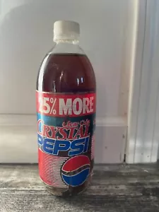 Vintage Crystal Pepsi 16oz Plastic Bottle Unopened 25% More Rare - Picture 1 of 1