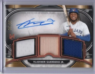 2021 Topps Museum Collection Autograph Triple Relic Vladimir Guerrero Jr. 25/25 - Image 1 of 2