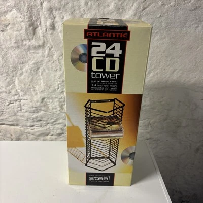 Vintage 90s (1998) Atlantic 24 CD Tower Organizer Heavy Gauge Steel New Open Box - Image 1 of 4