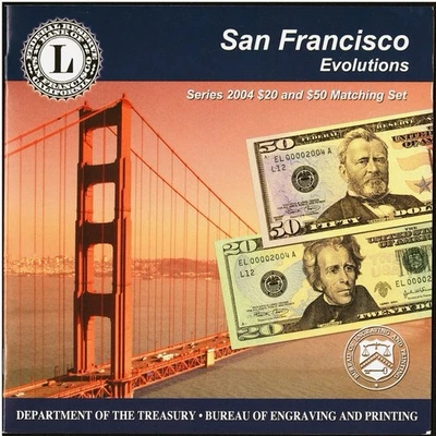 San Francisco Evolution Series 2004 $20 & $50 Matching Set  Two Notes  - Image 1 of 4