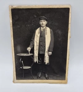 Vintage Early 1900’s 4x6” B&W Photo-Jewish Boy Bar Mitzvah- Talit Sidur Judaica - Picture 1 of 4