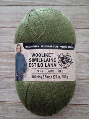 yarn crochet knit loops & threads woolike simili-laine sage green #1 #1697 skein - Image 1 of 2