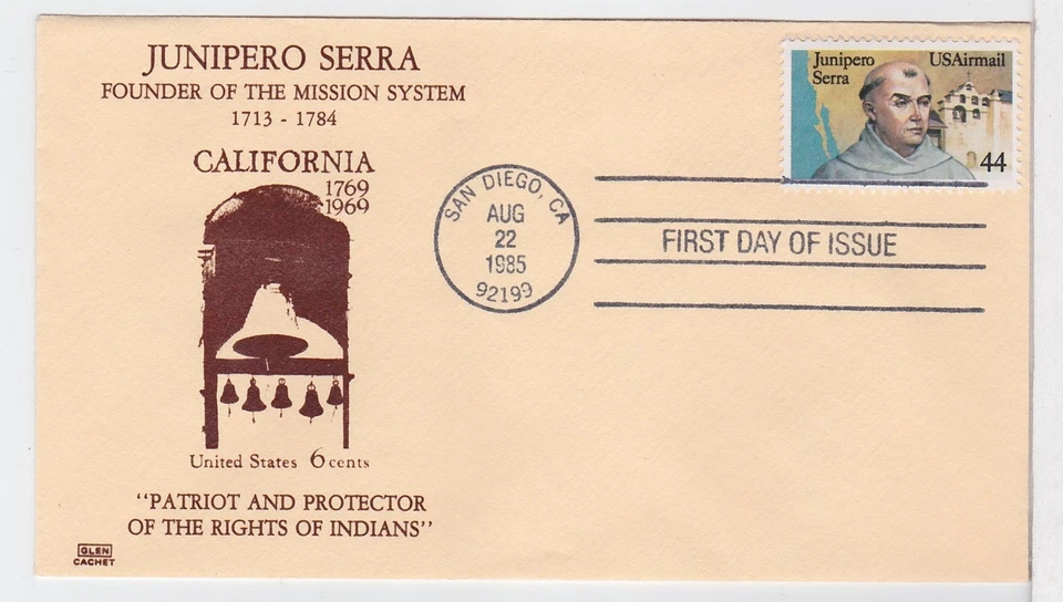 TurtlesTradingPost- Father Junipero Serra- 1985 #C116 Glen Cachet FDC - Image 1 of 1