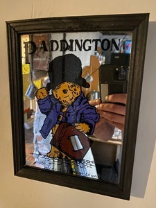 Vintage Paddington Bear Mirror 1960/70's - Black Frame - Blue Coat Version - Picture 1 of 4