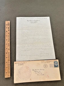 1934 BYRD EXPEDITION II SIGNED LETTER STEPHEN COREY & COVER DELAYED POSTAL STAMP - Picture 1 of 5
