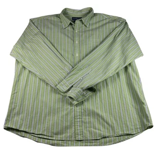 Ralph Lauren Vintage Buttondown Striped Shirt Mens XL Green Two-Ply Cotton - Picture 1 of 8