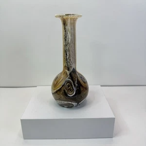 GOZO MALTESER Kunstglas kleine Flasche Vase versteinertes holzähnliches Dekor signiert - Bild 1 von 6