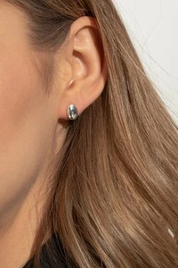 Lie Studio Classic Oval Ohrringe Silber Neu - Bild 1 von 2