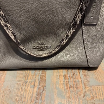 Coach Kasey Satchel Crossbody Gray Leather Exotic Snake Purse Bag Convertible - Image 1 of 4