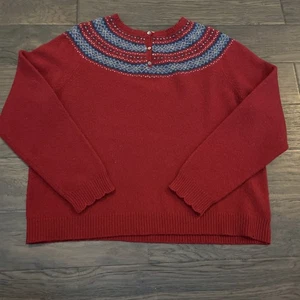 Vintage Eddie Bauer Gr. XLarge 100% Lammwolle Pullover Nordic Print Damen Knopf - Bild 1 von 6