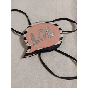 LOL Speech Bubble Neuheit Umhängetasche Handtasche Glitzer Rosa Schwarz Weiß - Bild 1 von 3