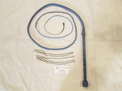 Contraband Whips 6 Foot 12 Plait Nylon Paracord Bullwhip Blue and Grey - Image 1 of 2