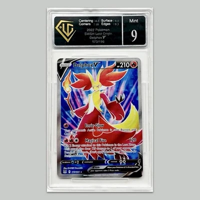 Pokemon Delphox V 173/196 Graded Trading Card 9 Slab TCG Holo Foil Full Art SWSH - Image 1 of 4