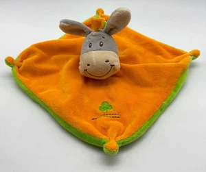 Ergee Kik Schmusetuch Kuscheltuch Plüsch für Baby süß Esel Orange Grün Rassel - Bild 1 von 5
