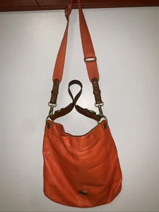 Fossil Orange Leather Crossbody Purse - Picture 1 of 24