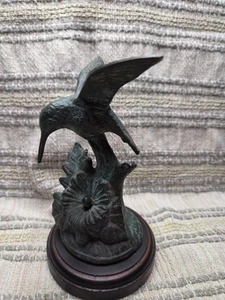 Vintage Bronze Kolibri Figur auf Holzsockel stilvolles Stück  - Bild 1 von 7