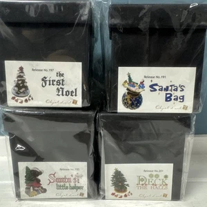 Set of 4 Objet D’Art Artform Crystal Jewels Enamel Metal Christmas Trinket Boxes - Picture 1 of 5