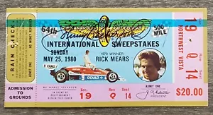 Johnny Rutherford Signed 1980 INDY 500 Race Win Ticket Stub 5/25/80 Legend RAD - Picture 1 of 1
