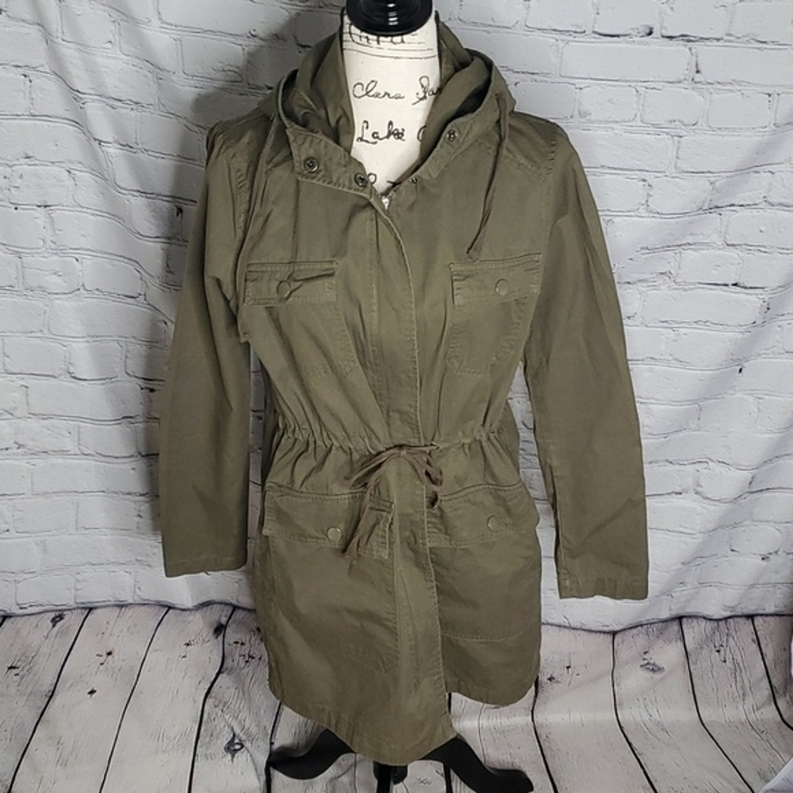 Olive Green Cargo Utility Jacket Size 