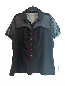 Retro Belle Pogue Black Sweetheart Whimsy Lace Top 2XL - Picture 1 of 13