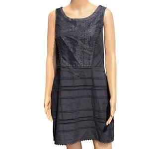 J.Crew Women's Dress Size 6 Black Eyelet Texture Crochet Sheath Cotton Capsule - Picture 1 of 6