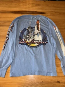 T-shirt manica lunga vintage rara NASA STS -6 Space Challenger taglia media blu - Foto 1 di 10