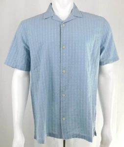 Folk Herren Baumwolle/Leinen Knopfleiste blau Shirt kurzärmelig Harris Gr. L Neu mit Etikett - Bild 1 von 7