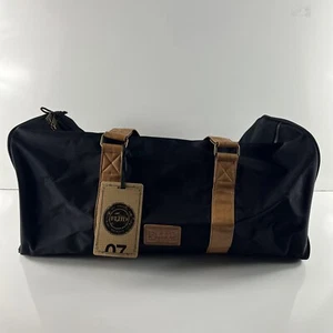 New Flud Duffle Bag Black And Brown Handheld New w Tags Quality Nylon With Strap - Afbeelding 1 van 15