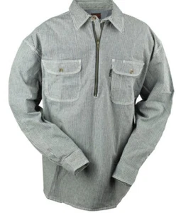 Camisa Leñadora Vintage Five Brother Rayas de Nogal Flexible 1/2 Cremallera Rayas Azules/Blancas - Imagen 1 de 5