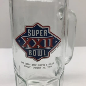 Football Glass Mug Super Bowl 22 XXII January 31 1988 San Diego CA  Collectable - Picture 1 of 7