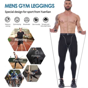 Men's Compression Pants Leggings Sports Athletic Baselayer Workout Running Gym - Picture 1 of 13