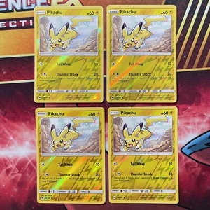 x4 Pikachu 40/147 Pokemon Sun & Moon Burning Shadows 2017 Reverse Holo LP/NM - Picture 1 of 2