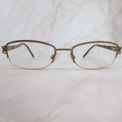 Revlon Eyeglasses Frame Women's Gold Metal Half Rim Rectangular 50-17-130 - Image 1 of 4
