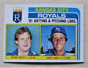 GEORGE BRETT & LARRY GURA KANSAS CITY ROYALS 1982 TOPPS TEAM LEADERS #96 CARD