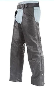 Billys Biker Gear Top Grade Gathered Leather Chaps with Zipper 4XL 27" Thigh NWT - Picture 1 of 5