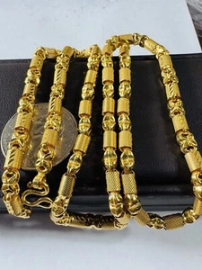 New Real 22K 916 Yellow Dubai Gold Baht Chain Necklace 21.8/22” Inch 5mm 23.46g - Picture 1 of 18