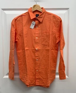 NWT Boys GAP Orange Heat Wave Linen Long Sleeve Button-up Shirt, X-LARGE (12) - Picture 1 of 11
