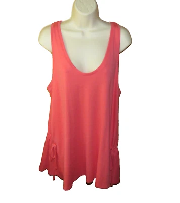 GAP Womens Top Size XL TALL Sleeveless Tank Knit Tunic Cover Up Coral Tie Sides - Image 1 of 4