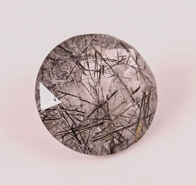 Natural Black Rutile Quartz Round Faceted Cut Loose Gemstone 4.65 Cts 12X12X7 mm - Image 1 of 3