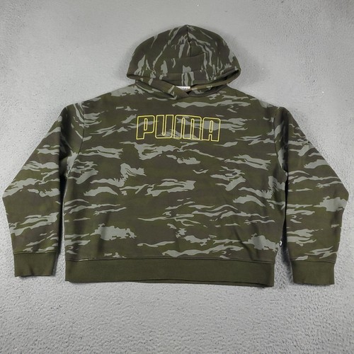 VETEMENTS Puma maglione donna verde medio mimetico oversize pullover felpa con cappuccio