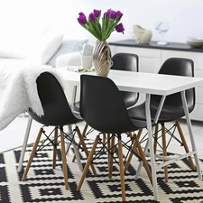 Set Of 4 Chaises Style Scandinaves Nordique Chaise en ABS Plastique Noir
