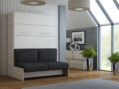 Schrankbett / Wandbett / Klappbett- mit Sofa-Classic -160x200 cm Lakeland Akazie - Bild 1 von 4