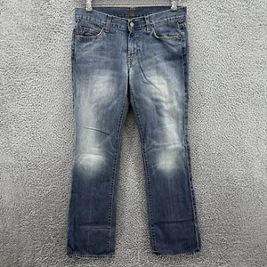 7 For All Mankind Pants Women 29 Blue Denim Jeans Bootcut Embellished Cotton - Picture 1 of 8